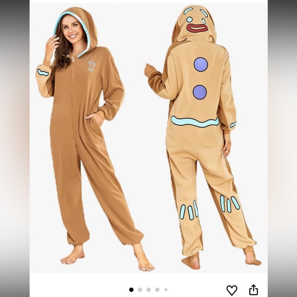 rongtai Pants - Women's Tan Gingerbread Pajama Onesie